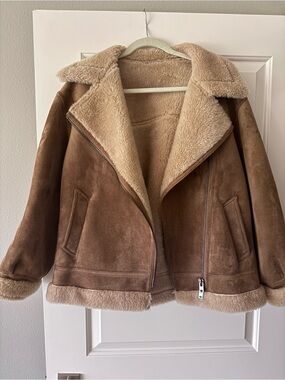 Mango - Women’s Oversized Brown Teddy Bear coat, size Small